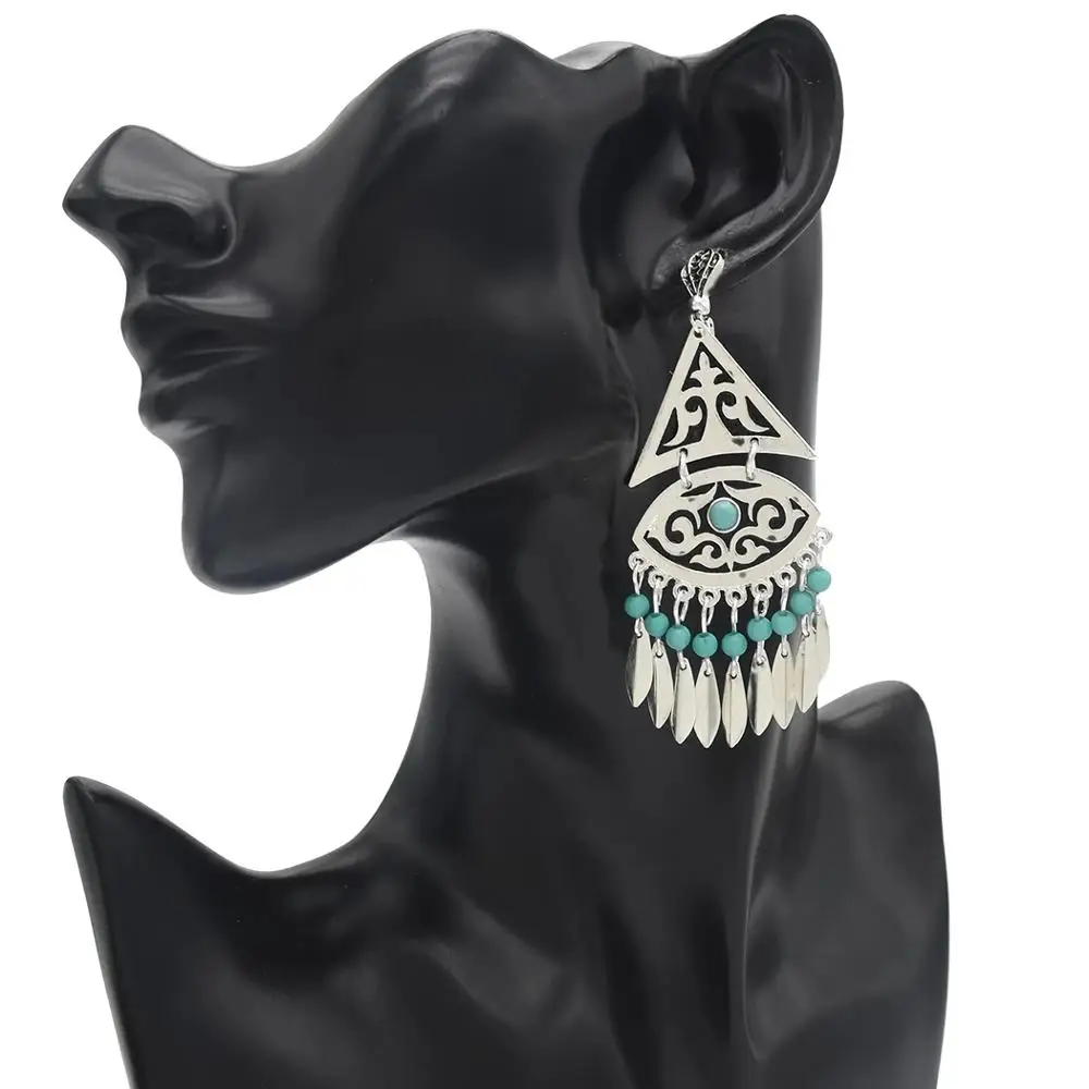 

Fashion African Jewelry Sets 2020 Chain Enamel Gem Color Beads Leaves Tassels Pendant Necklace Earring Party Summer Jewelry