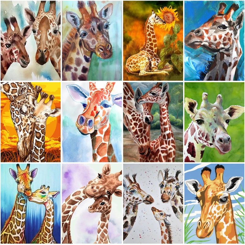 

Animal Embroidery Diamond Painting Giraffe Oil Painting Printing Full Diamond Diy Cross Stitch Mosaic Home Decoration Painting