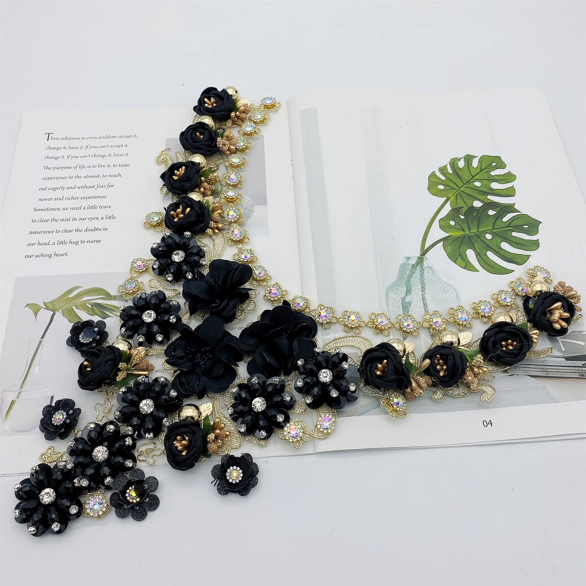 1 шт. воротник с вышивкой в виде цветов