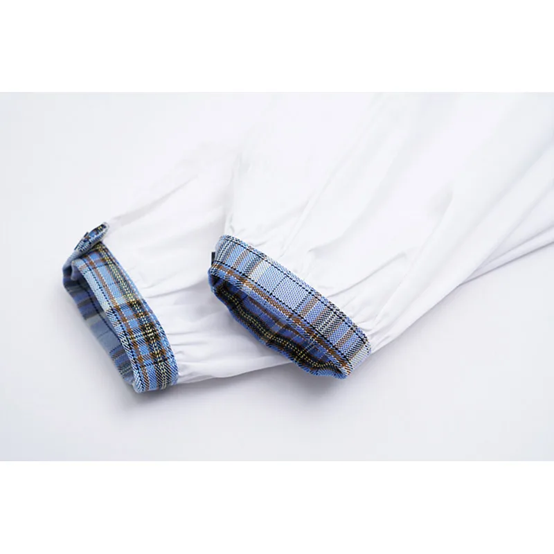 

Plaid Irregular Contrast Color Big Size Blouse New Lapel Long Sleeve Loose Shirt Women's Fashion Spring Autumn 2021 Blouse top