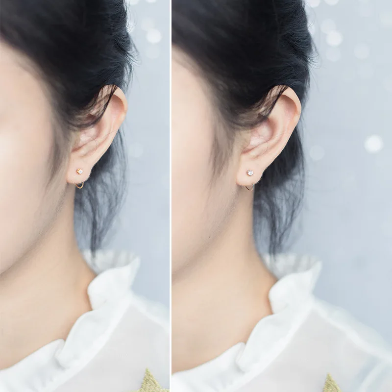 Женские серьги гвоздики из серебра 100% пробы с золотистым/серебристым