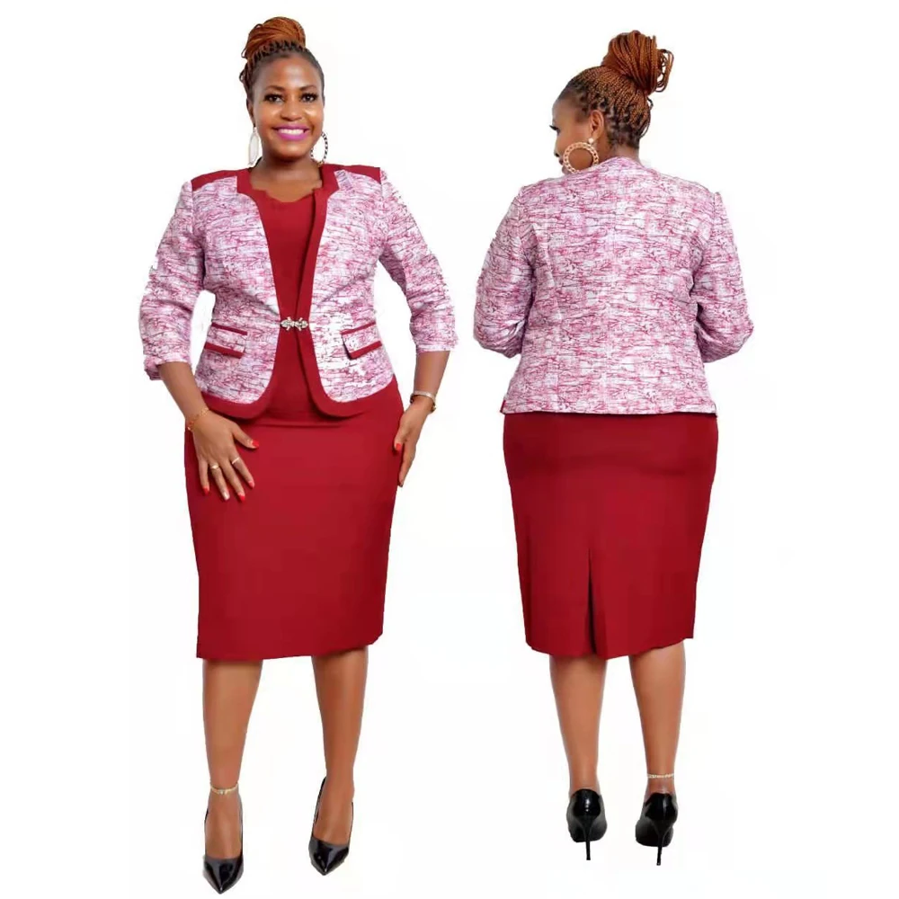 

MD Plus Size Women Clothing Dress And Coat 2 PCS Set Traditional African Ankara Dashiki Print Tops Turkey Dresses New Arrival