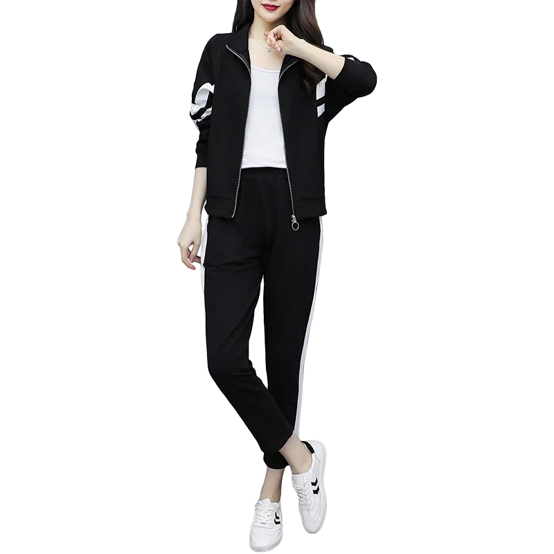 Большой плюс размер спортивные костюмы пальто спортивный костюм женское + брюки