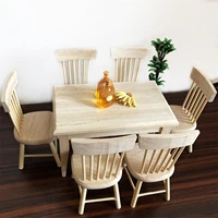 112 miniature dollhouse dining table chair set wooden furniture pretend play toys fairy landscape decor