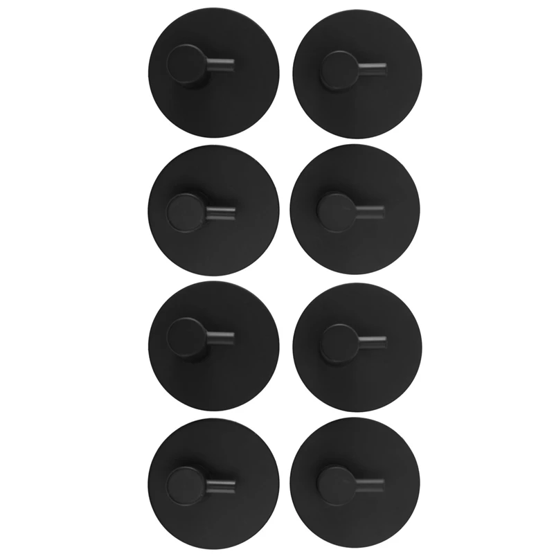 

Липкий крючок, самоклеящийся черный настенный крючок, суперпрочный крючок из нержавеющей стали, без сверления, без винта, 8 упаковок