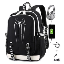 Anti-spiderman Anime Superhero Backpack Large Capacity Book Bag Black Mens Casual Daypack Women Laptop Backpack Usb Charging
