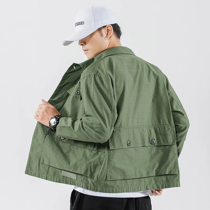 Мужская уличная одежда с несколькими карманами однотонные свободные