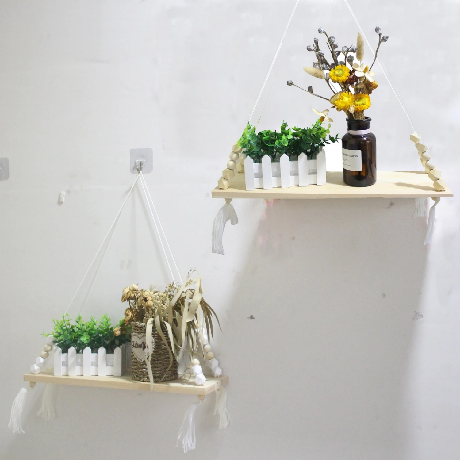 Настенная полка в скандинавском стиле деревянная декоративная для хранения