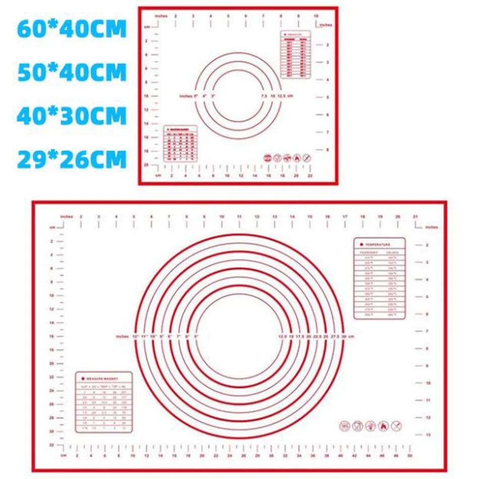 Силиконовый коврик для выпечки нескользящий теста раскатки с измерениями пасты