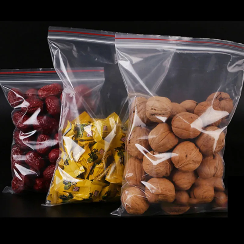 100PCs Plastic Bags Ziplock Food Packaging Jewelry Small Zip Lock Bags Clear Fresh-keeping Dustproof Reclosable Candy StorageBag