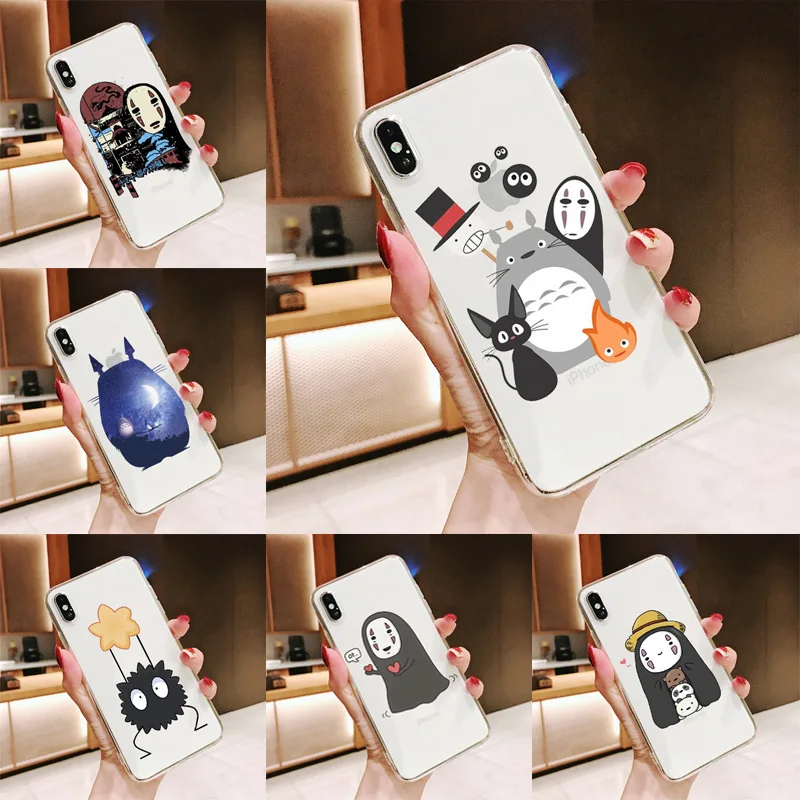 Милый мягкий прозрачный чехол для телефона с рисунком Тоторо из мультфильма