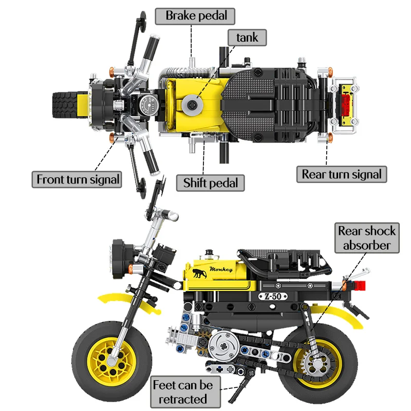 Hipac ERBO 402 шт. городская техника педаль мотоцикл Модель Строительный блок DIY