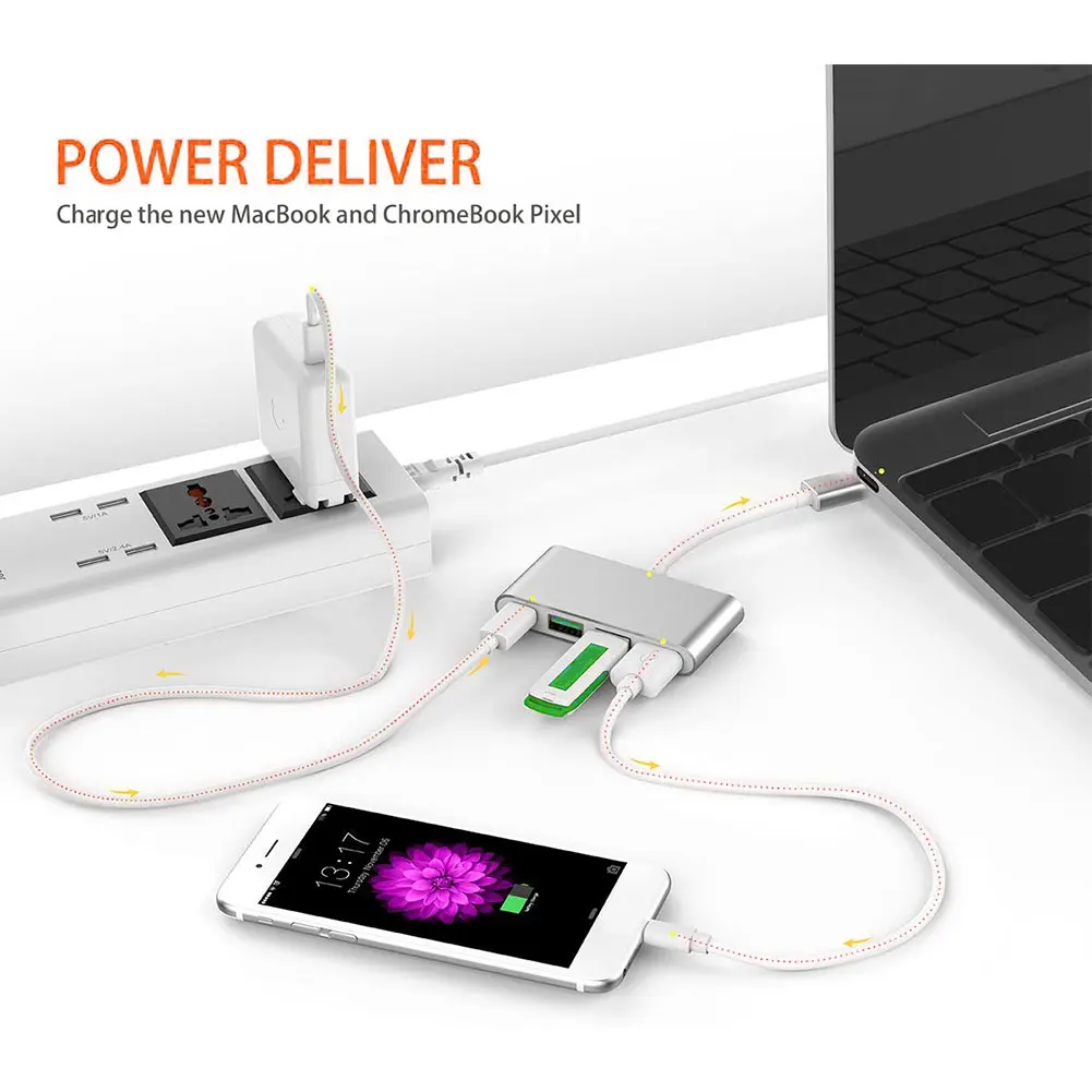 4 в 1 usb type c концентратор usb тип c до usb 30 д