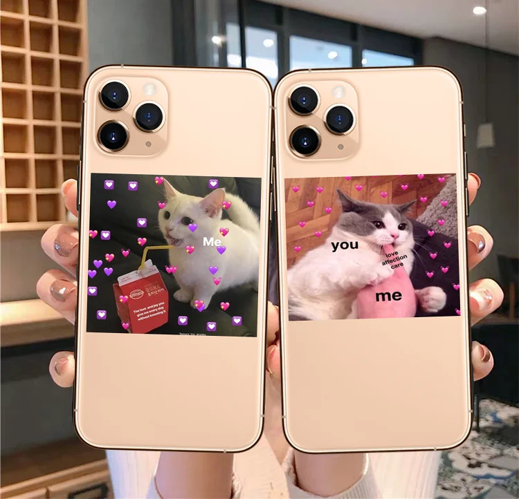 Super cute cat dog cartoon pink Heart shaped YOU&ampME Phone Cover FoR iPhone 11 Pro MAX SE2020 6 7 8Plus XR X XS Soft silicone | Мобильные