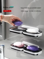 soap box suction cup wall mounted creative drain rack home double bathroom double bathroom punch free soap rack