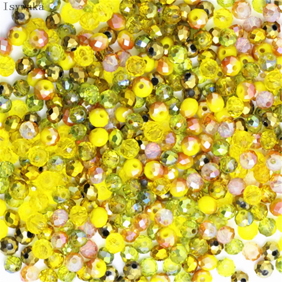 

Isywaka Pink Multicolor 4*6mm 50pcs Rondelle Austria faceted Crystal Glass Beads Loose Spacer Round Beads for Jewelry Making