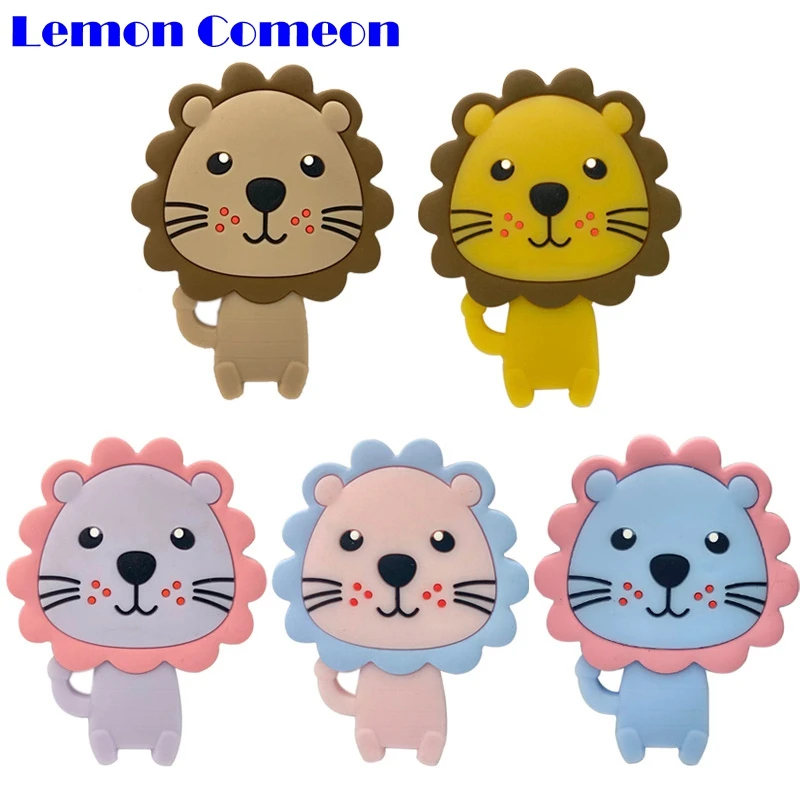 Lemon Comeon 5pcs Silicon Teething Baby Teether Silicone Rodent Lion Teether Food Grade Nursing Toys Chewable Children's Goods