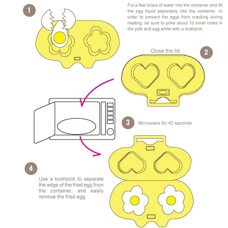 

Creative Love Microwave Oven Egg Boiler Flower Shaped Mold Egg Shaped Mold Pot Kitchen Cooking Tools 17*12*6cm