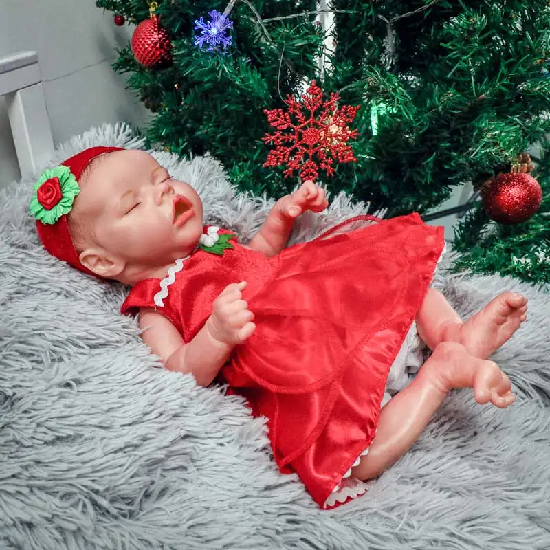 

17"Lifelike Reborn Baby Doll Twin Christmas Series Girl With Eyes Closed 43CM Realistic Newborn Baby Doll Toys Xmas Gift