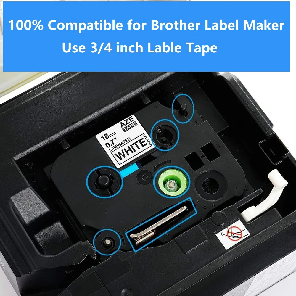 Лента для этикеток 18 мм совместимая с Brother устройство PT310 ламинированная черная