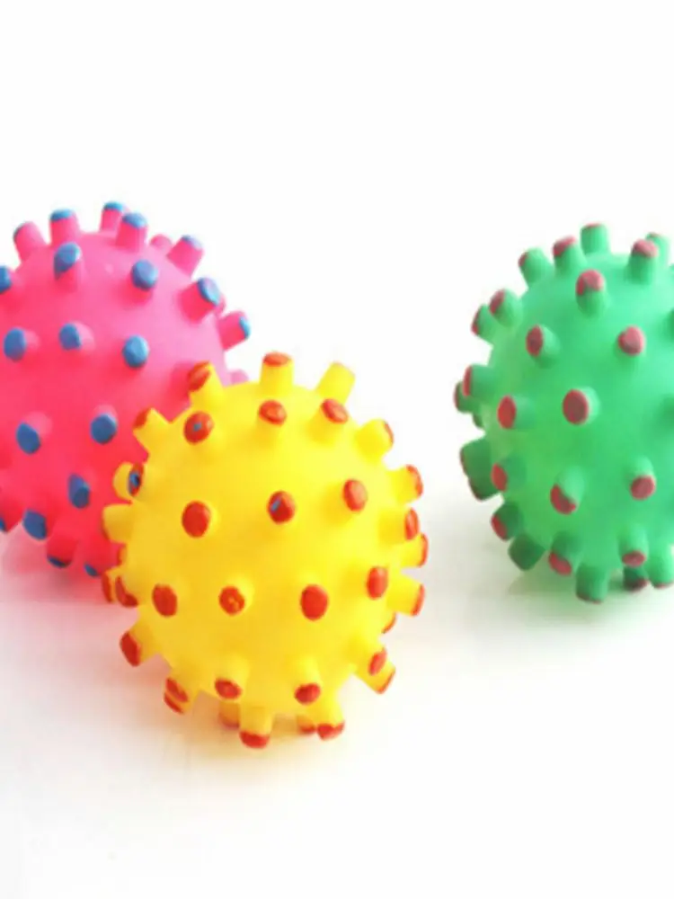 Dog toy sounding small spike ball rubber teeth cleaning pet dog cat | Дом и сад