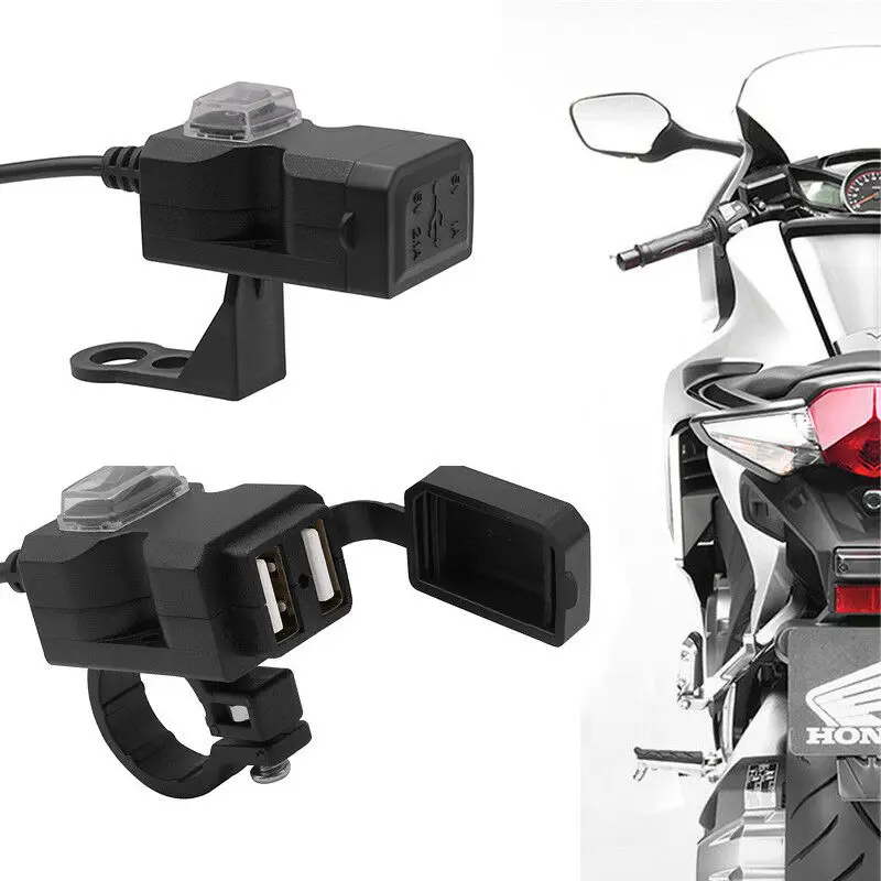 Универсальный Водонепроницаемый 12 V 24 мотоцикл на руль Dual USB разветвитель