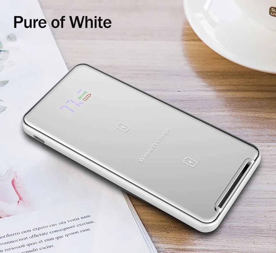 YKZ 5000mAh Qi Беспроводное зарядное устройство Powerbank для iPhone X светодиодный дисплей повербанк двойной USB вертикальное Беспроводное зарядное устройство Внешняя батарея