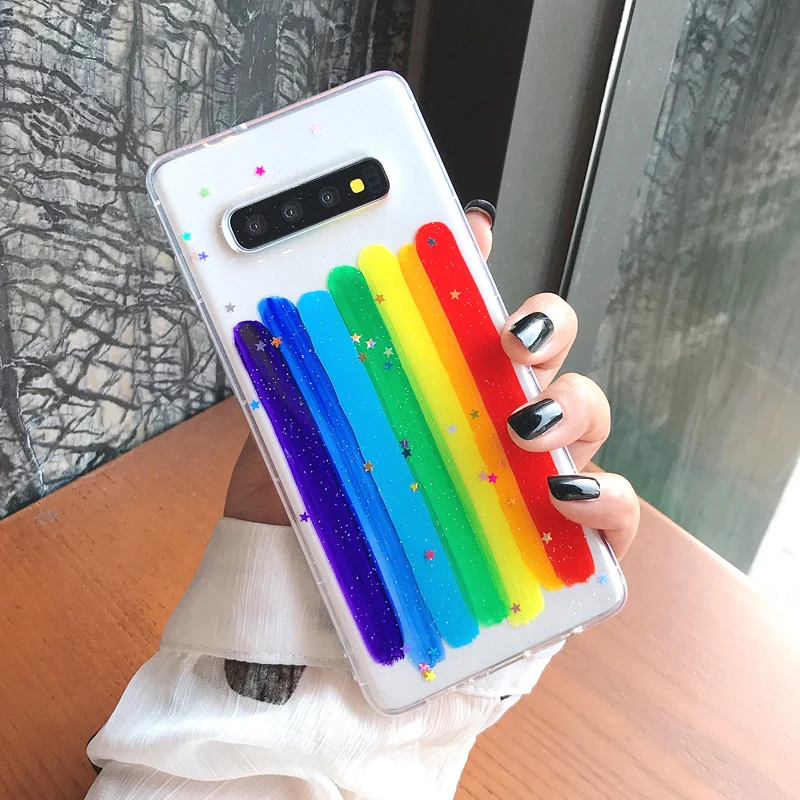 

Beautiful Rainbow fro Samsung s21 S20 ultra S8 S9plus s10 Note20 9 8 Soft Shell Female S10 plus Covers