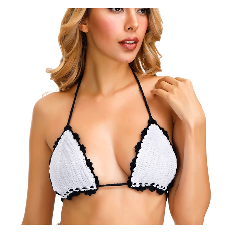 

Handmade Crocheted Lacing Bikini Bra Sexy Swimwear Bikini Bra Tops with lining