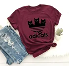 Футболка женская с милым рисунком черного кота, 100% хлопок, Повседневная рубашка с коротким рукавом, Топ 2021