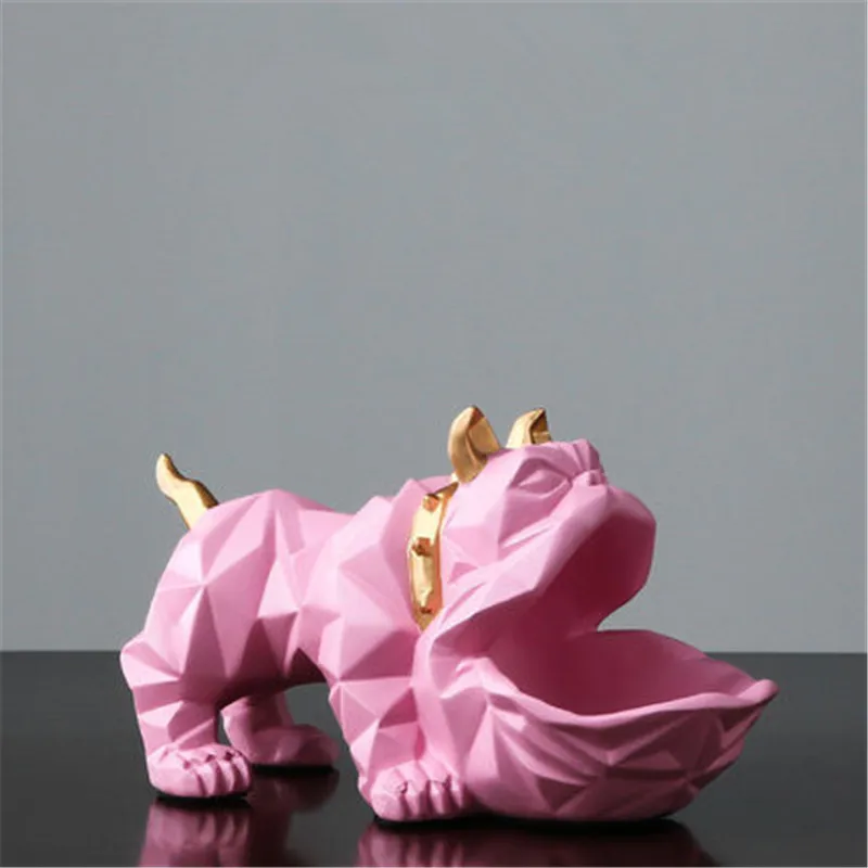 

European Style Simulation Animal Geometry Big Mouth Dog Coffee Table Candy Dish Door Shoe Key Storage Items Ornaments