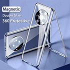 Магнитный чехол для HuaWei Honor Magic 3 Pro, цветной, с двойным стеклом, 360