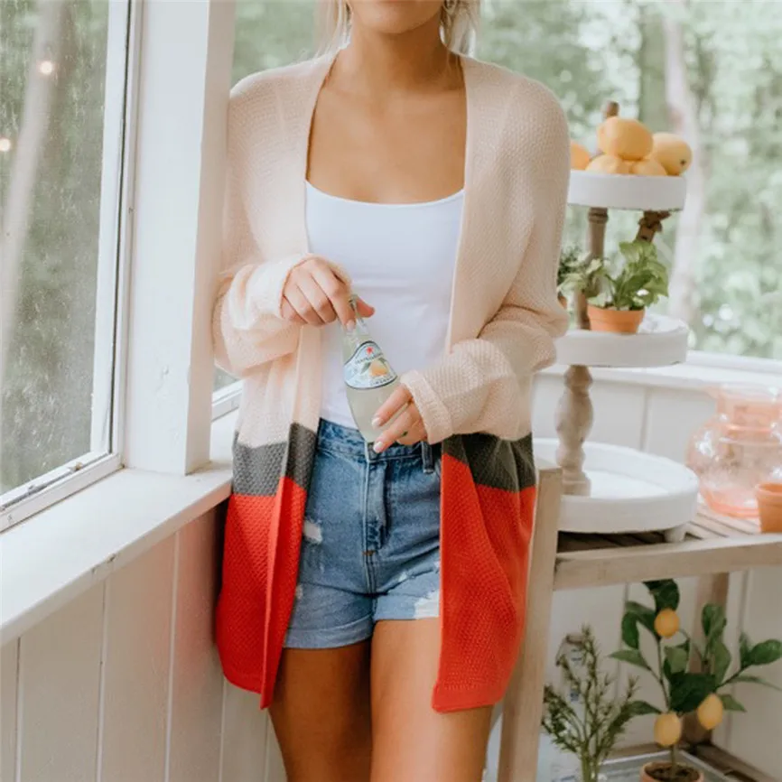 Осеннее пальто женское свободное кимоно длинный рукав светильник Повседневный