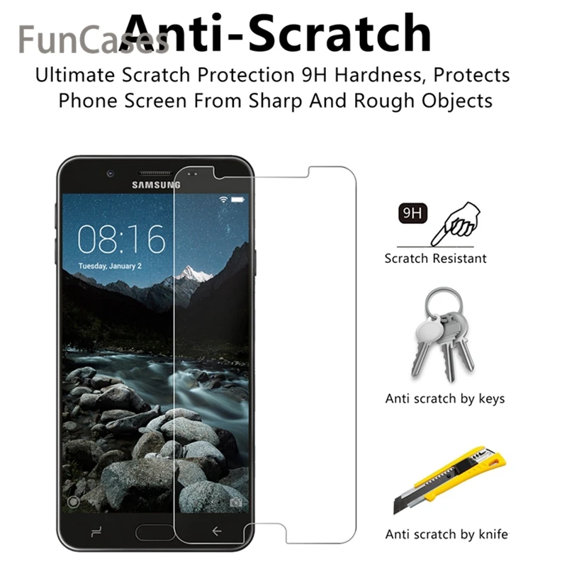 Закаленное стекло на экран для samsung Galaxy J5 2016 J7 Prime 2 закаленное J3 2015 9H HD Стекло J730 2017