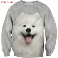 samoyed kids sweatshirt 3d printed hoodies pullover boy for girl long sleeve shirts kids funny animal sweatshirt