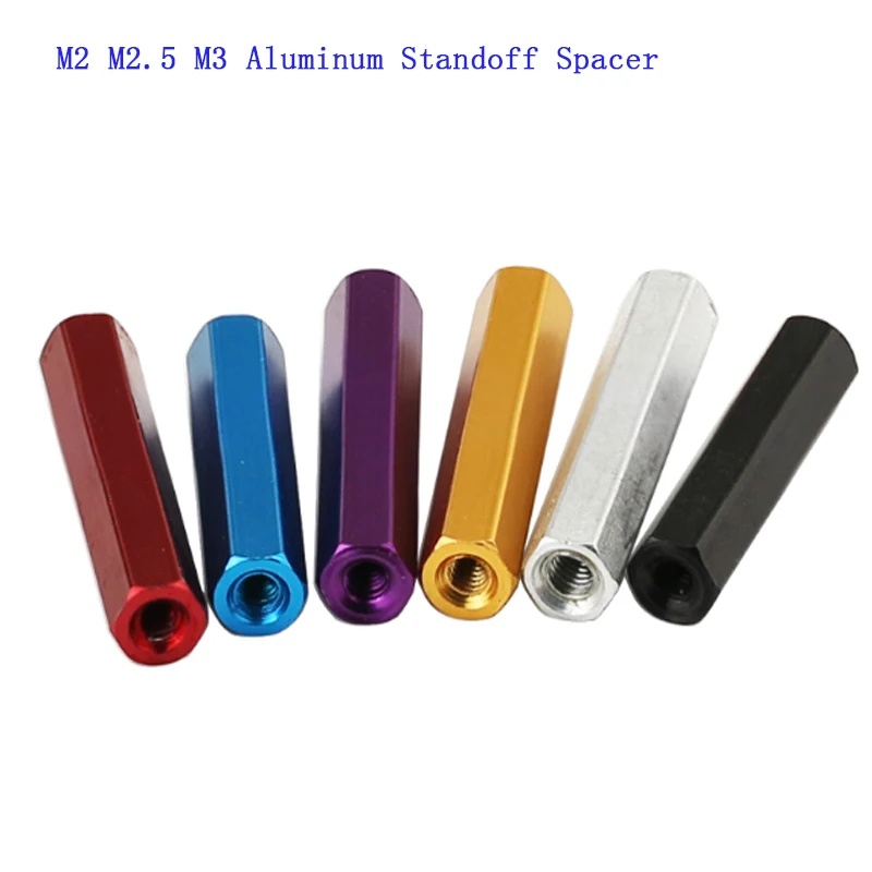 

10pcs/lot Hex Female To Female M2 M2.5 Aluminum Standoff Spacer Hexagonal Stud Spacer Hollow Pillars Length 6-30mm