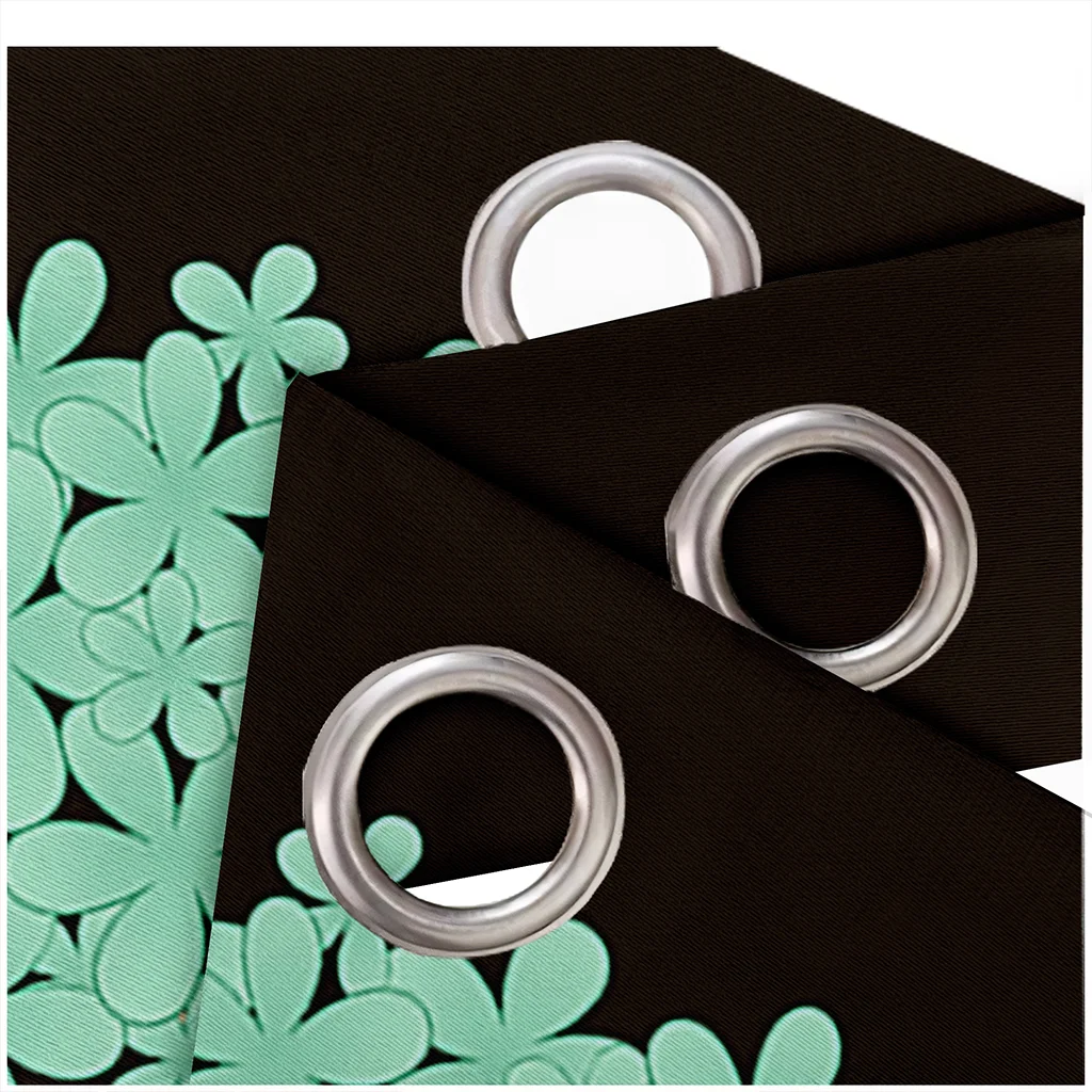 

Black Dandelion Pattern Printed Perforated Blackout Curtains for Living Room Bedroom Curtains Blackout 90% Machine Washable