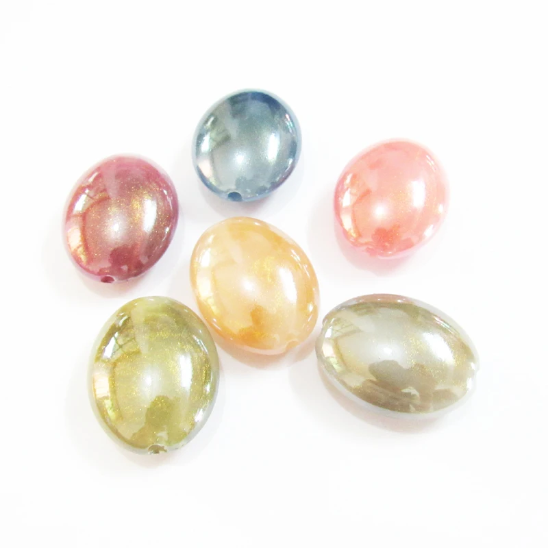 

Newest 28mm*22mm*12mm 100pcs/bag Double Color Ellipse Glitter Beads For DIY Chunky Necklace Hand Made Jewelry (Hole Size 3.0mm)