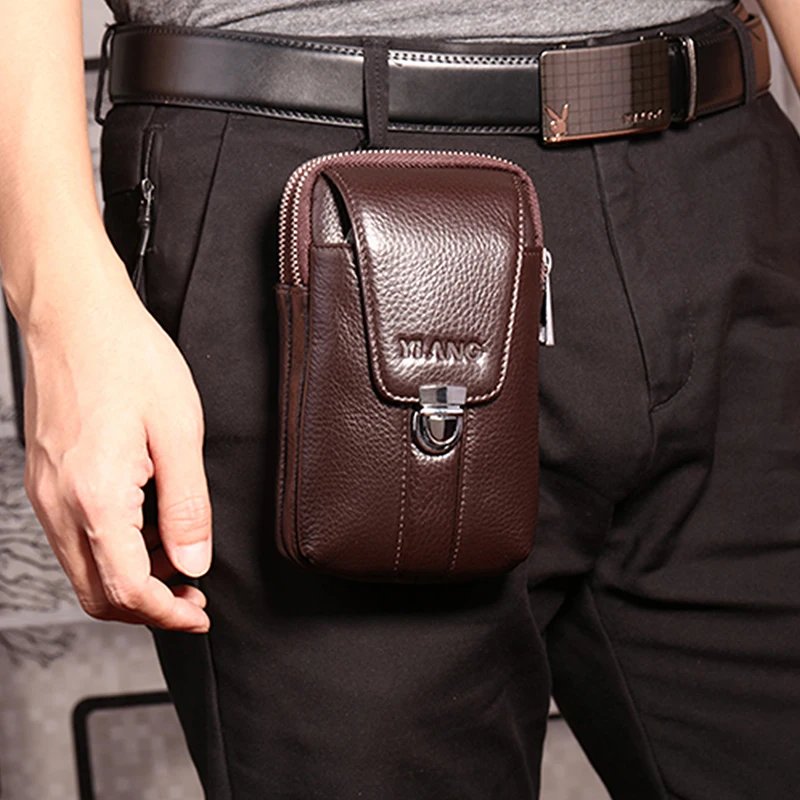 Дизайнерская маленькая поясная сумка из натуральной воловьей кожи для мужчин