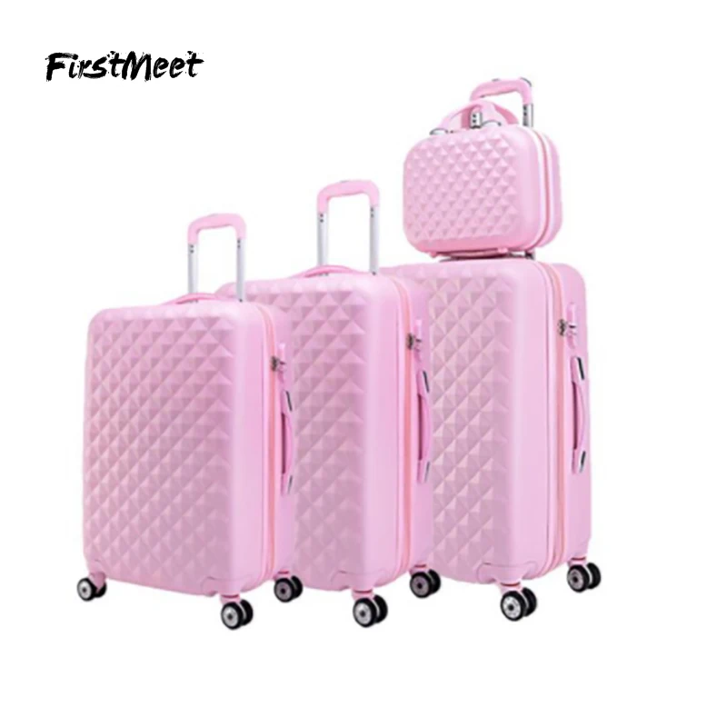 Популярный милый Чемодан ABS 4 шт./компл. набор чемоданов на колесиках Жесткий