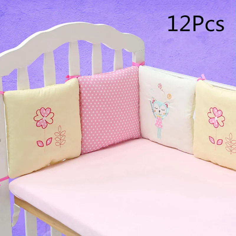 Pink 12Pcs 6 шт./12 шт. Детская кровать бампер Комплект Детская кровать детская кроватка защитный бампер для новорожденных Детская кроватка бампер в обувь для малышей Комплект постельного белья - Цвет: Pink 12Pcs