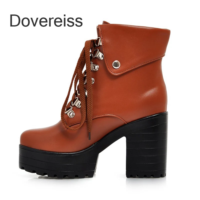 

Ботильоны зимние, однотонные, белые, коричневые, с круглым носком, с перекрестной шнуровкой, 33-43