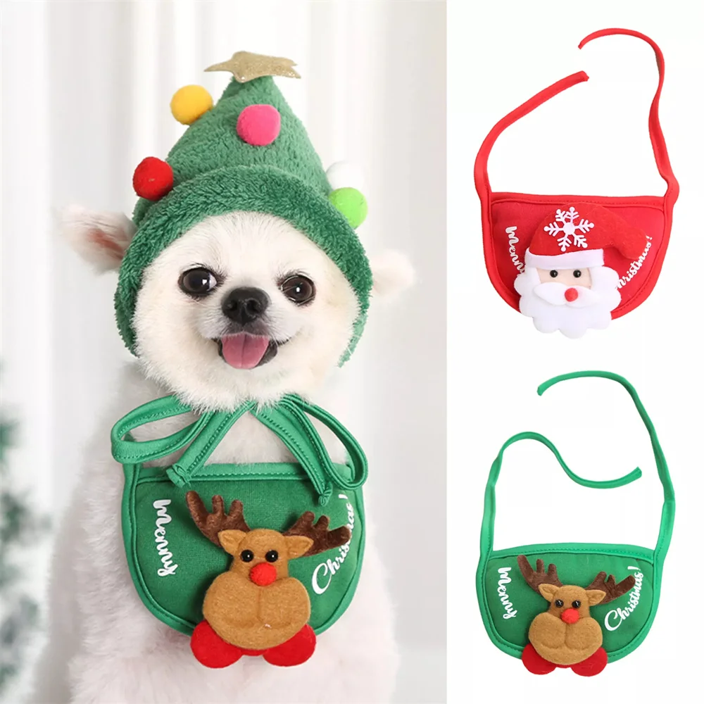 

Dogs Accessories Pet Cats Puppies Kittens Bib Santa Claus Deer Design Drool Bibs Christmas Dog Bandanas Supplies Pet Products