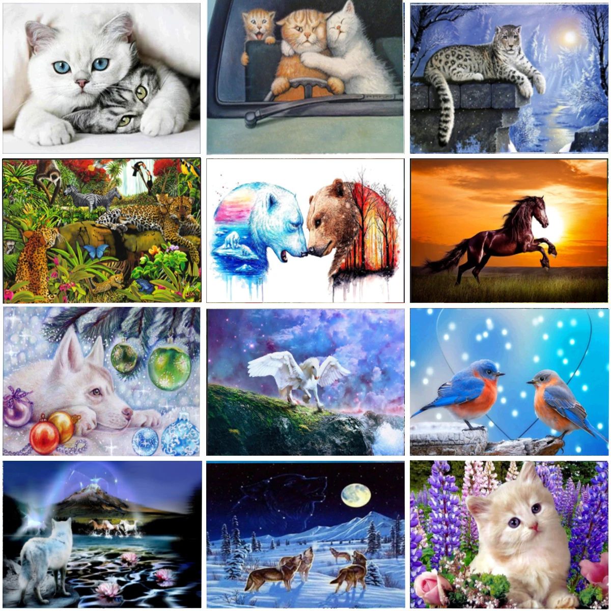 

5d Diamond Painting Landscape Animal Horse Hand-painted Cute Pet and Wolf Diy Cross Stitch Kit Diamond Embroidery Mosaic Decorat