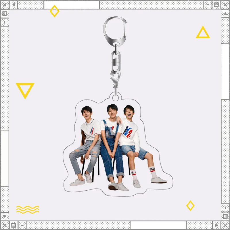 

6cm Wang Junkai Acrylic Keychain Youth TFBoys Jackson Yi Wang Yuan Double-Sided HD Pendant Keyring Keychain