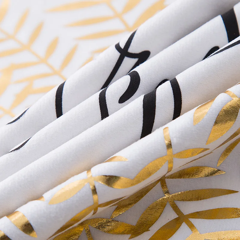 

Golden Love Leaves Bronzing Cushion Decorative Pillow Black And White Velvet Pillowcase Home Decor Sofa Throw Pillows 17*17inch