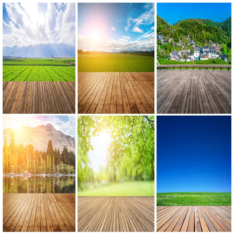 

Natural Scenery Spring Green Tree Leaves Wooden Floor Baby Portrait Photography Backgrounds Photo Backdrops Props 21805OUM-02