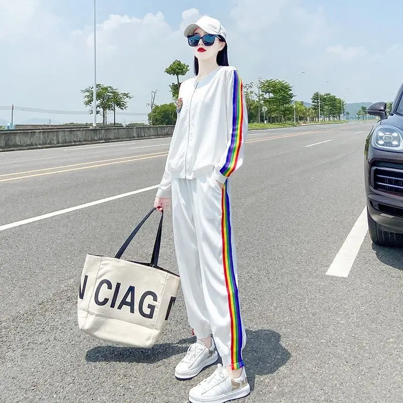 

spring and autumn new style temperament fashion long sleeve zipper fried street show thin leisure student two piece set