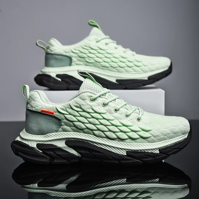 Мужские кроссовки для бега легкие дышащие модные спортивные в виде рыбьей чешуи