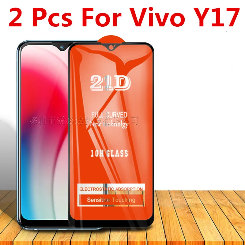 

2 Pcs Full Cover Full Glue Tempered Glass For VIVO Y17 Protective Film 11H Screen Protector For Vivo y17